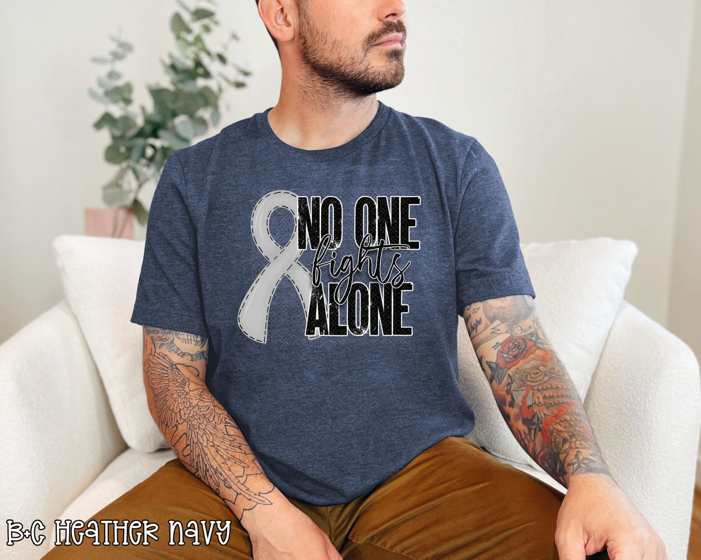 No One Fights Alone Gray DTF TRANSFER