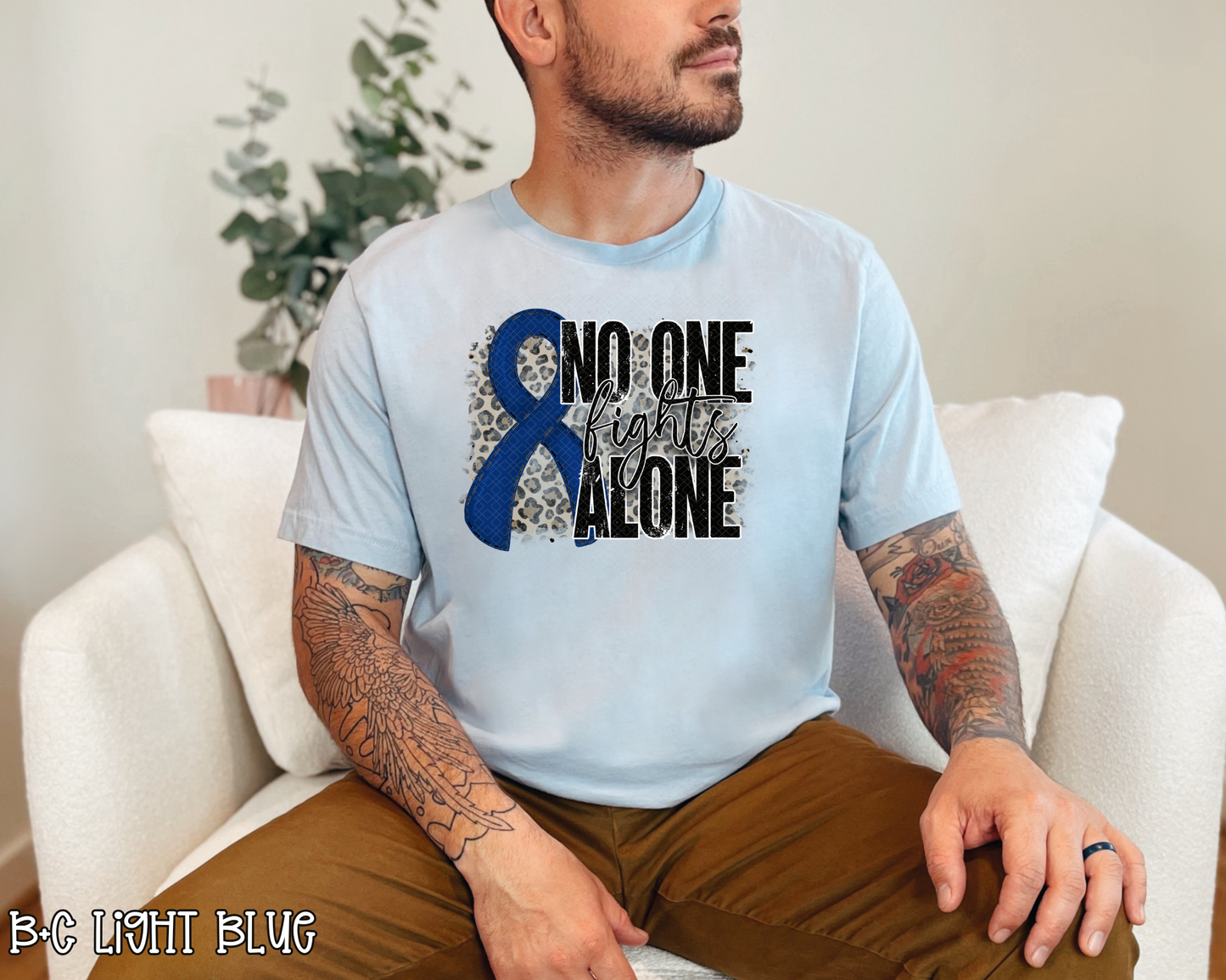 No One Fights Alone Leopard Blue DTF TRANSFER