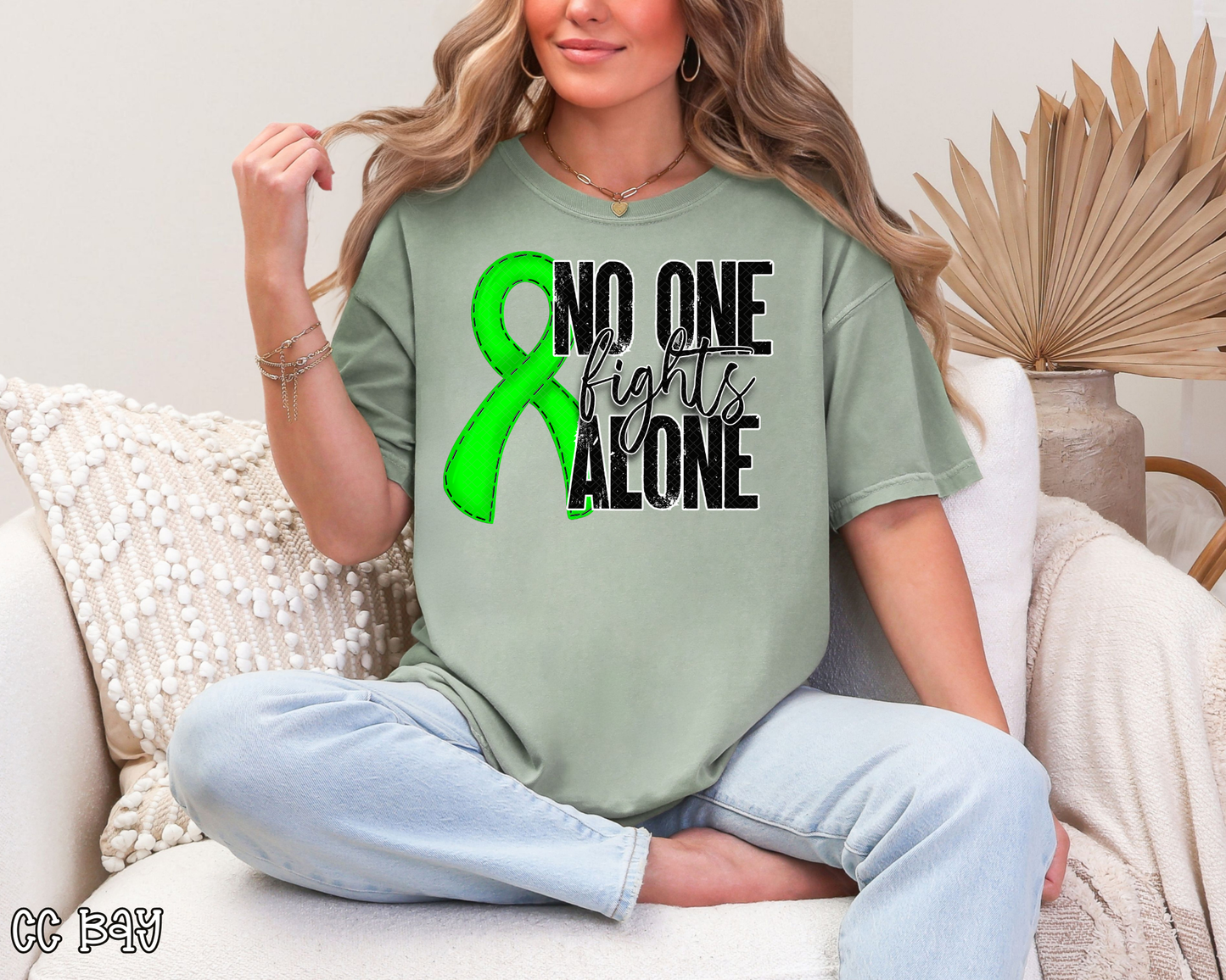No One Fights Alone Lime green DTF TRANSFER