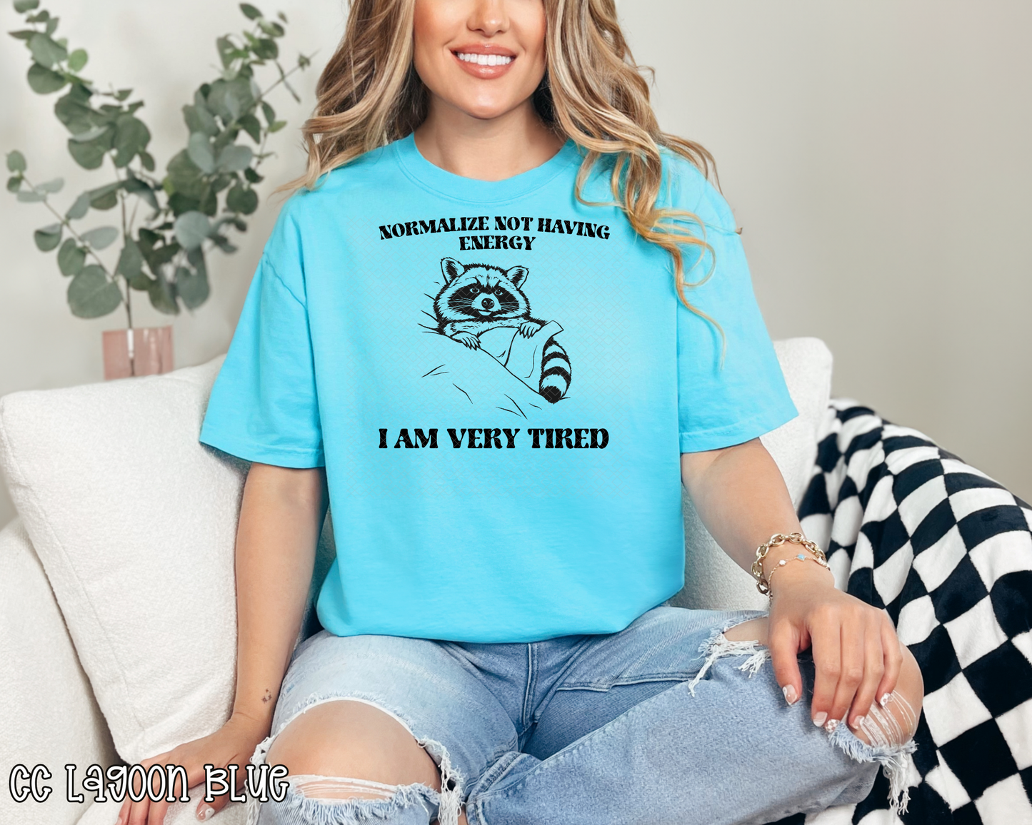 Normalize Not Having Energy I Am Very Tired Raccoon DTF TRANSFER
