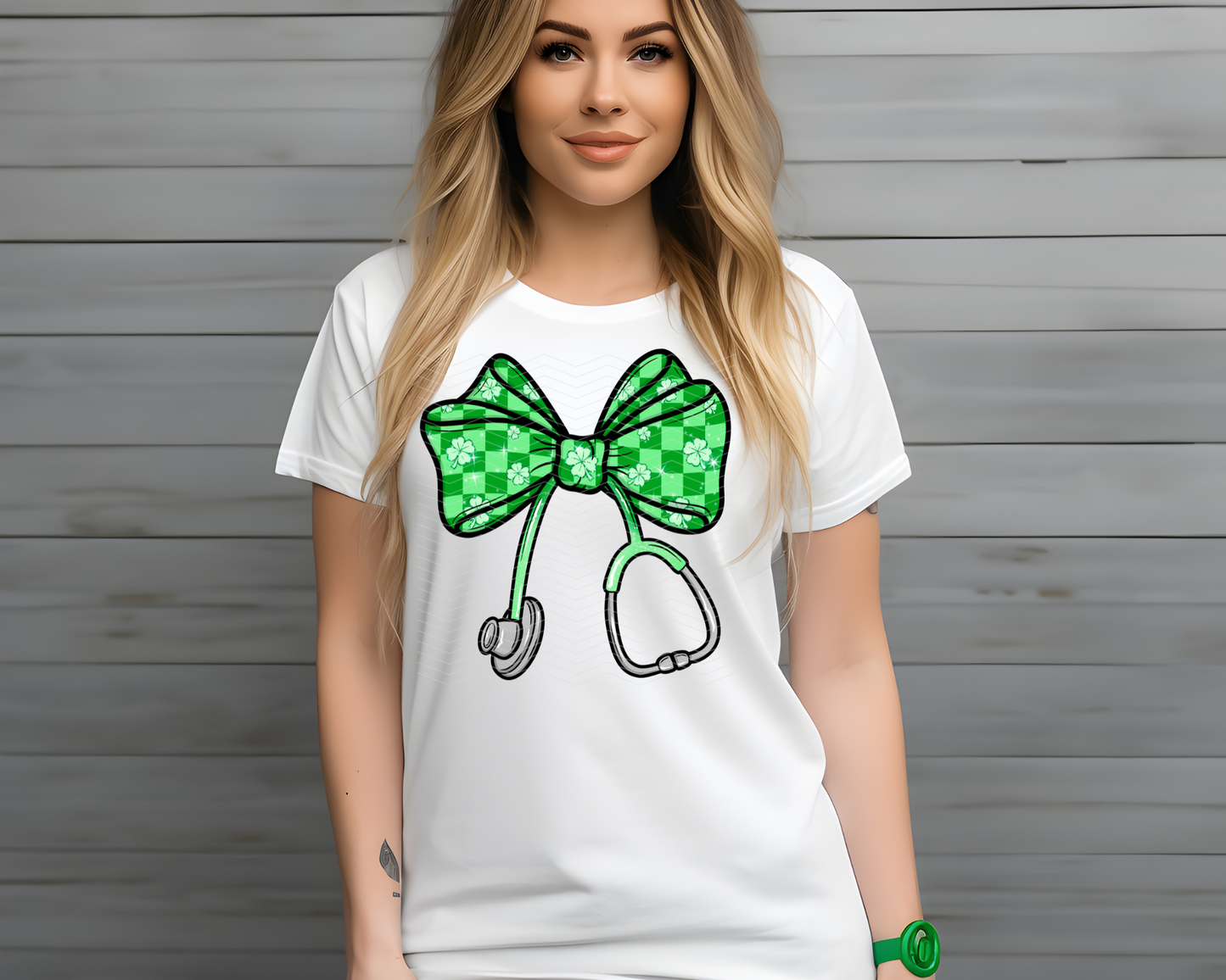 Nurse Stethoscope St Patrick's Checkered DTF TRANSFER