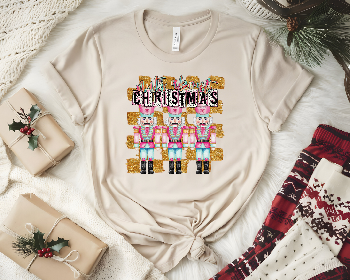 Nuts About Christmas Checkered DTF TRANSFER