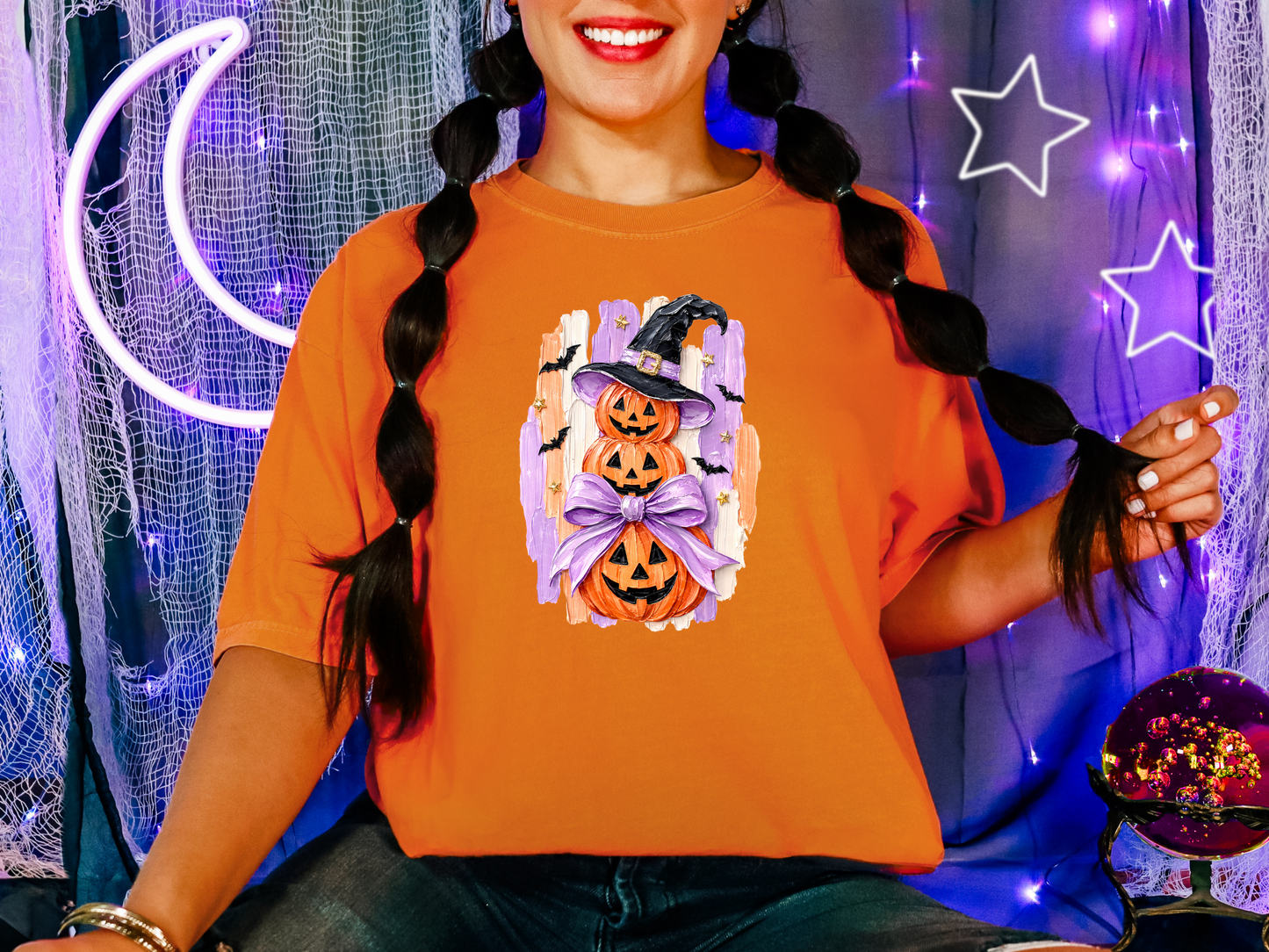 Painted Preppy Stripes Pastel Pumpkins Stacked DTF TRANSFER