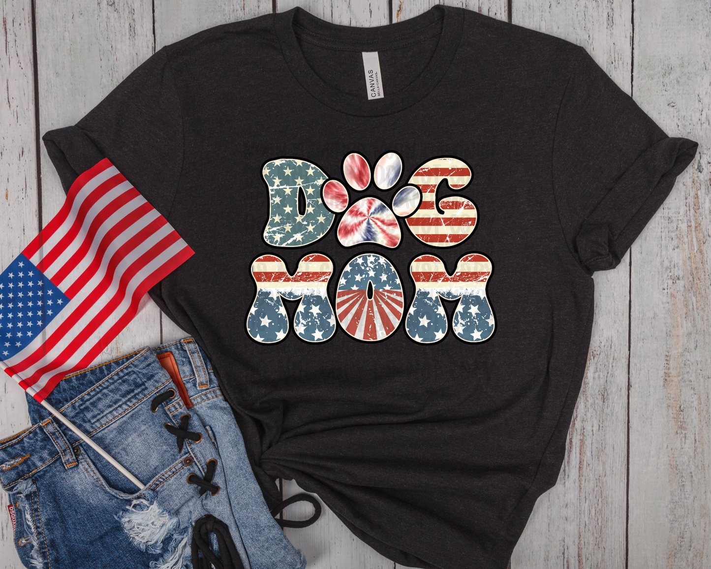 Patriotic Dog Mom DTF TRANSFER