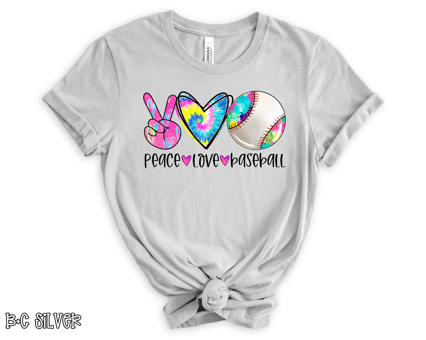 Peace Love Baseball Colorful DTF TRANSFER