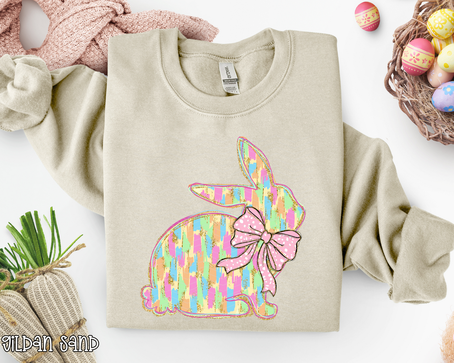 Pink Brushstroke Bunny DTF TRANSFER