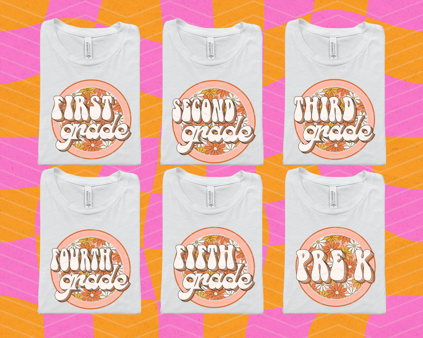 Pink Floral Circle Grades DTF TRANSFER