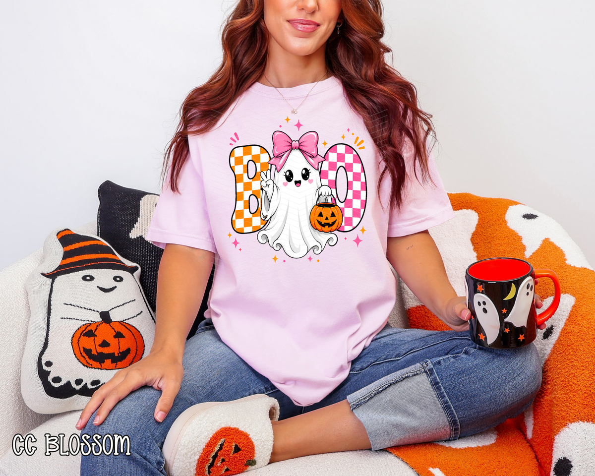 Pink Orange Boo DTF TRANSFER