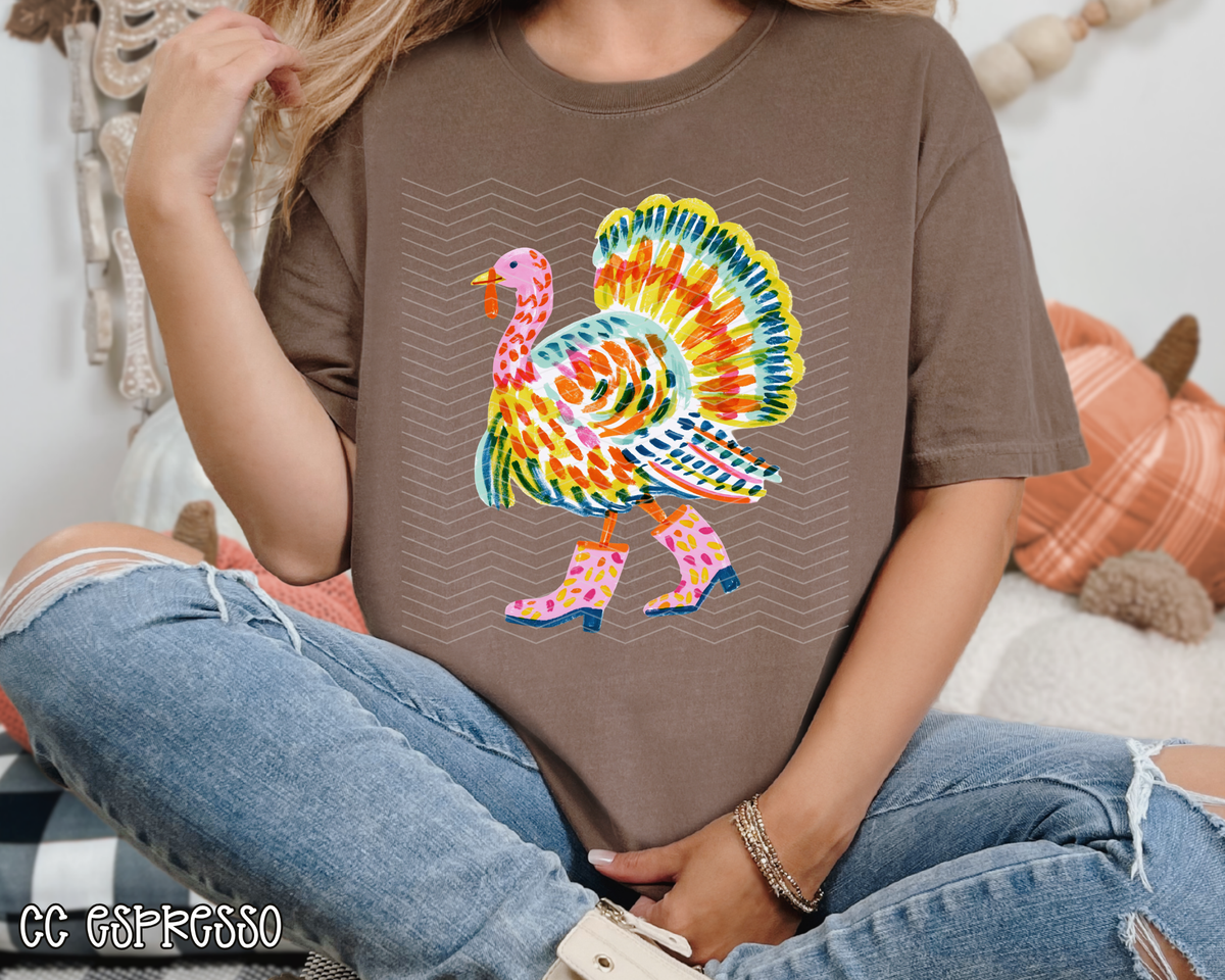 Preppy Watercolor Turkey DTF TRANSFER