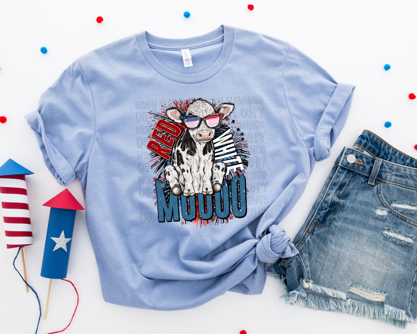 Red White Moo Cow DTF TRANSFER