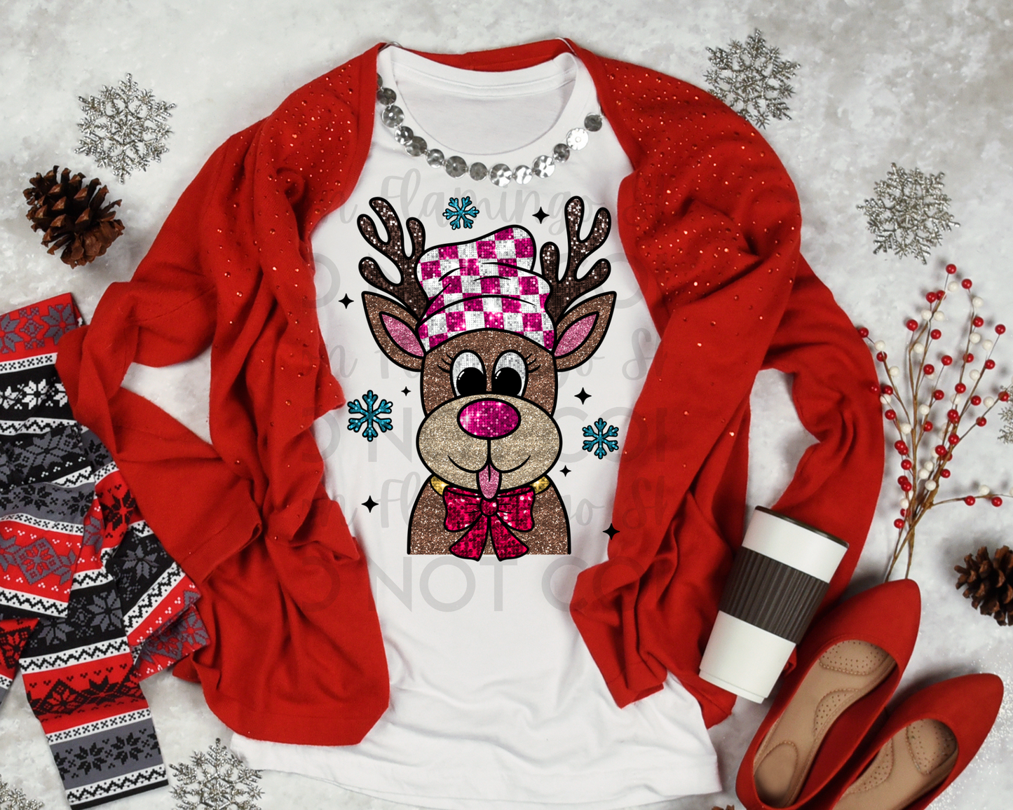 Reindeer Girl Faux Glitter