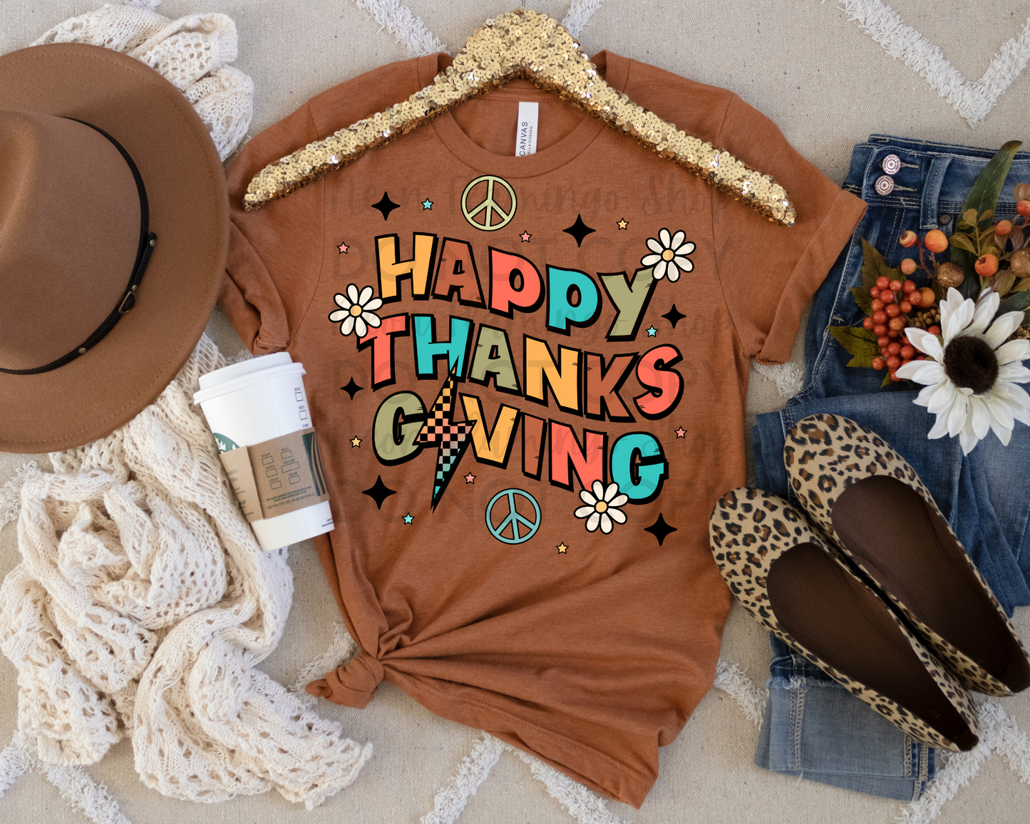 Retro Happy Thanksgiving DTF TRANSFER