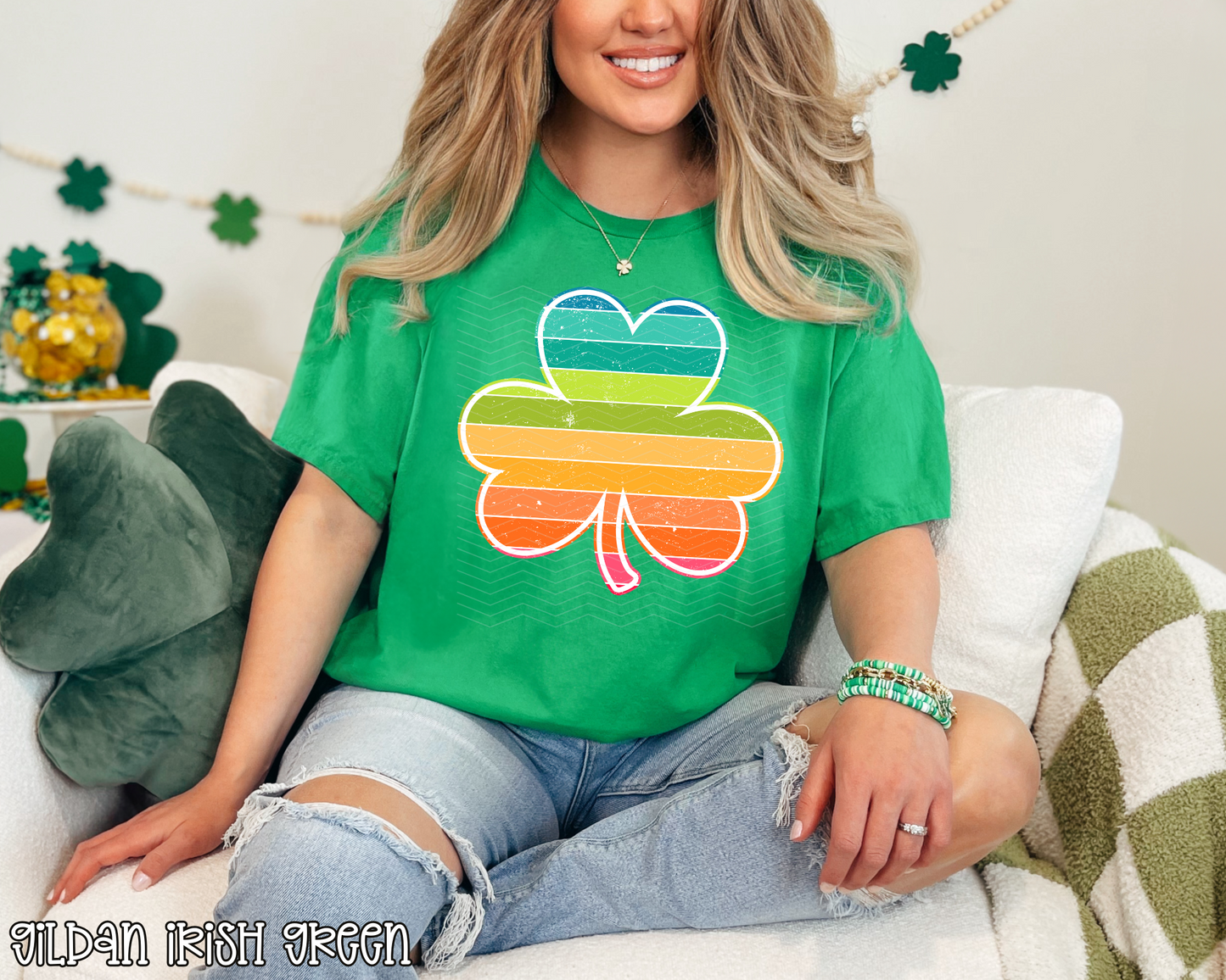 Retro Rainbow Clover DTF TRANSFER