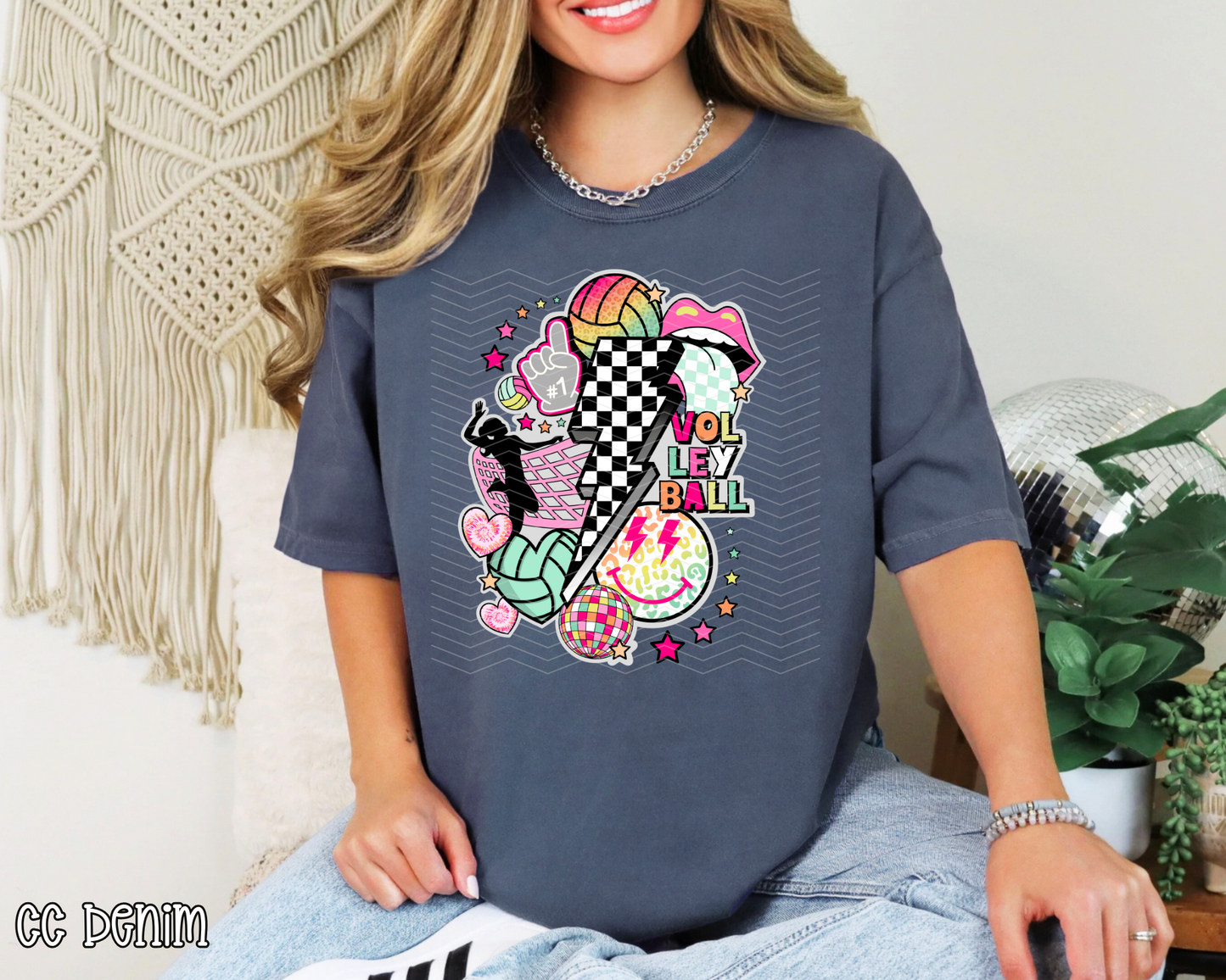 Retro Volleyball Collage Neon DTF TRANSFER