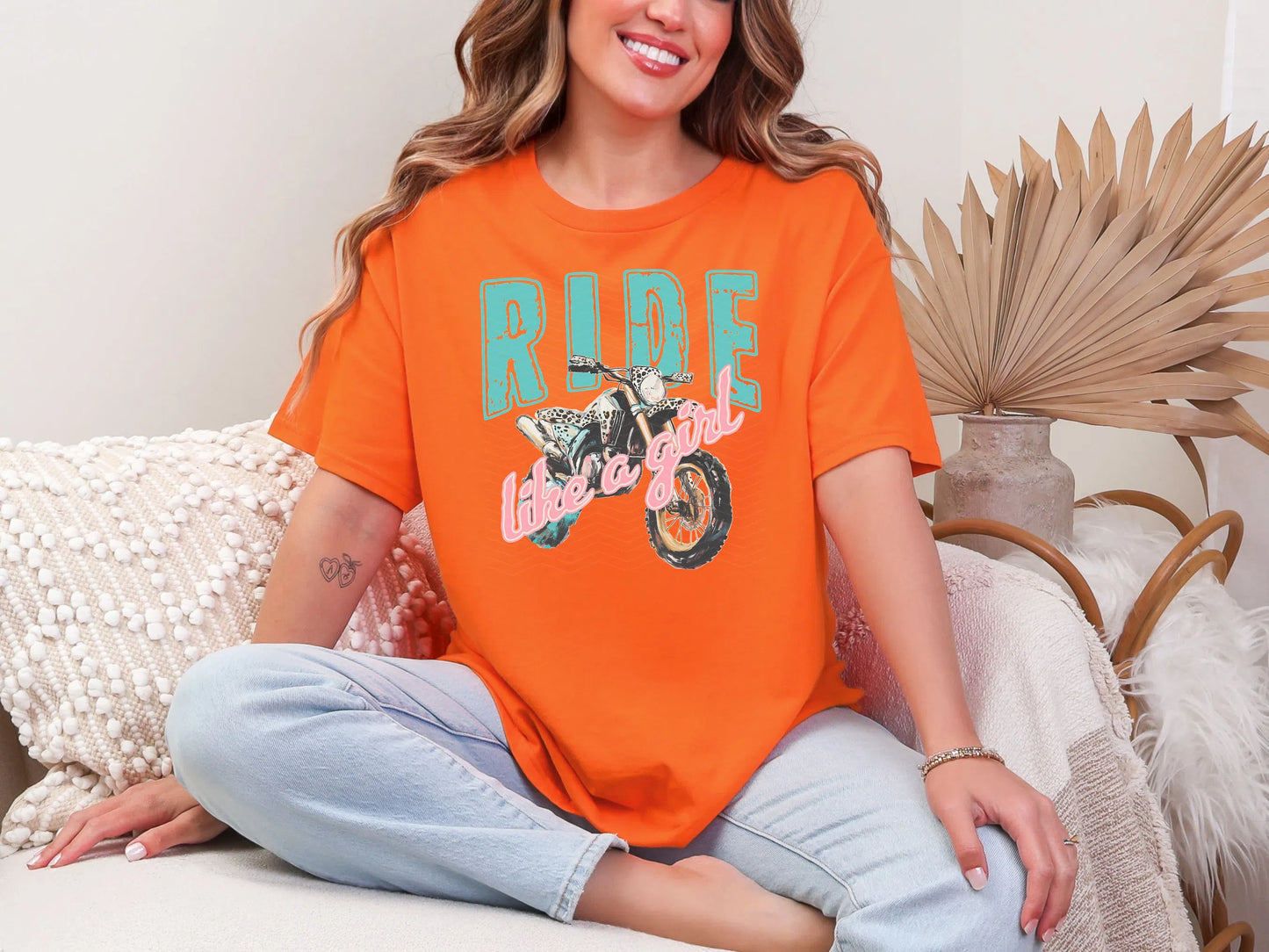 Ride Like a Girl. Pink Motorbikepng DTF TRANSFER