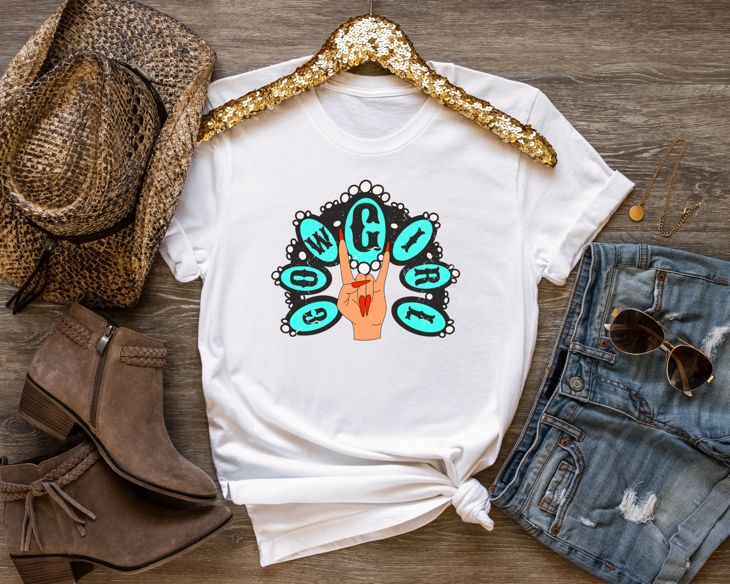 Rock On Cowgirl Conch DTF TRANSFER