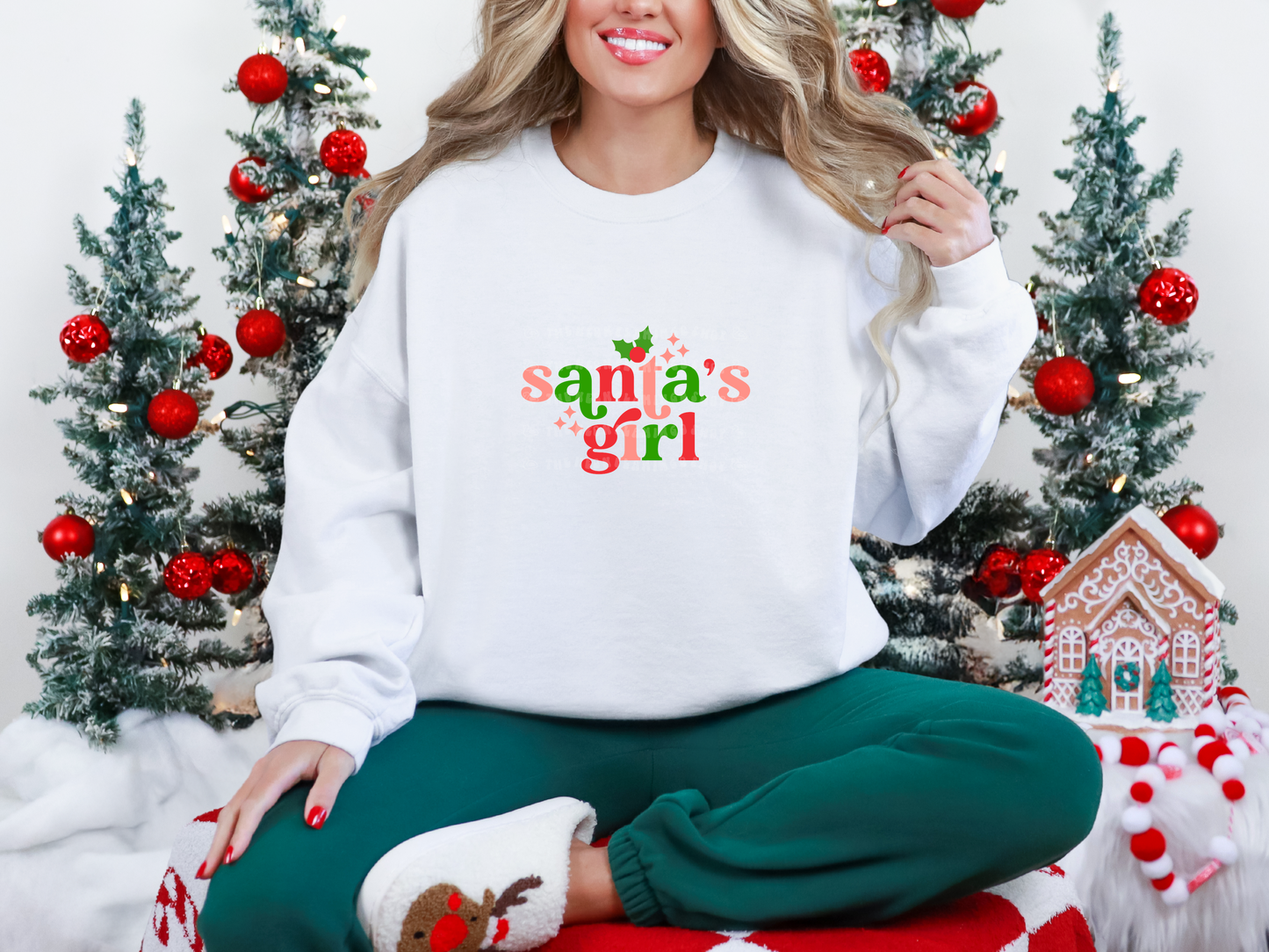 Santa's Girl Retro Sparkle DTF TRANSFER