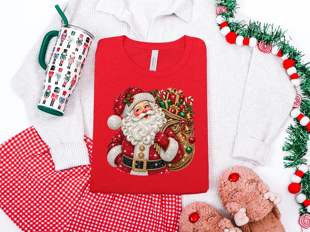 Santa with Toy Sack Rhinestone DTF TRANSFER