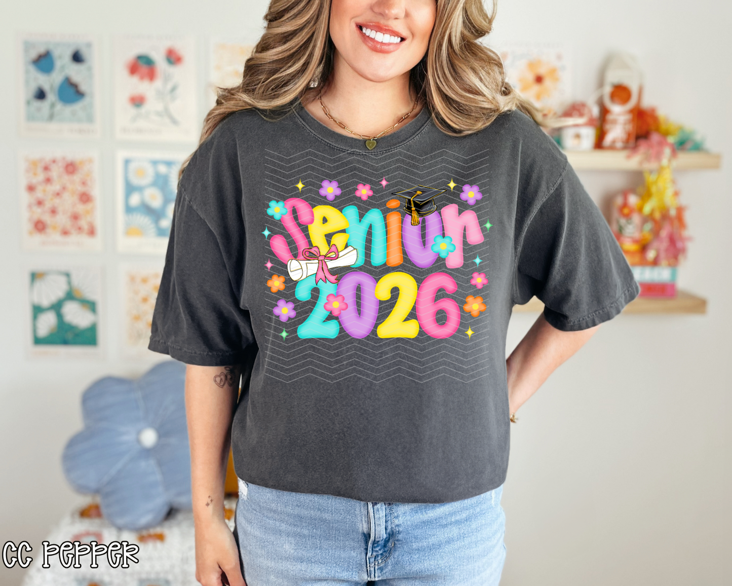 Senior 2026 Neon Daisy DTF TRANSFER