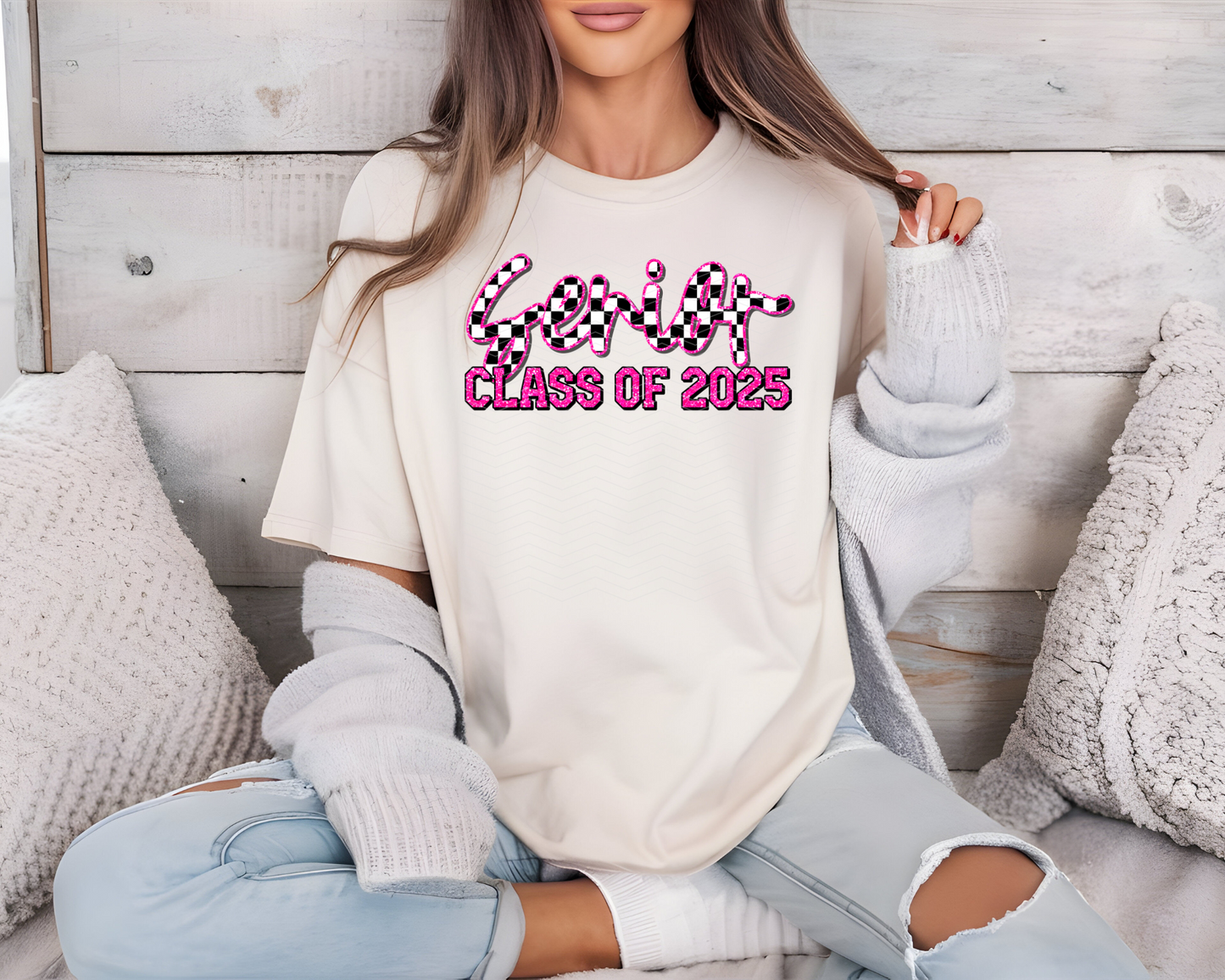 Senior Class of 2025 Pink Glitter DTF TRANSFER