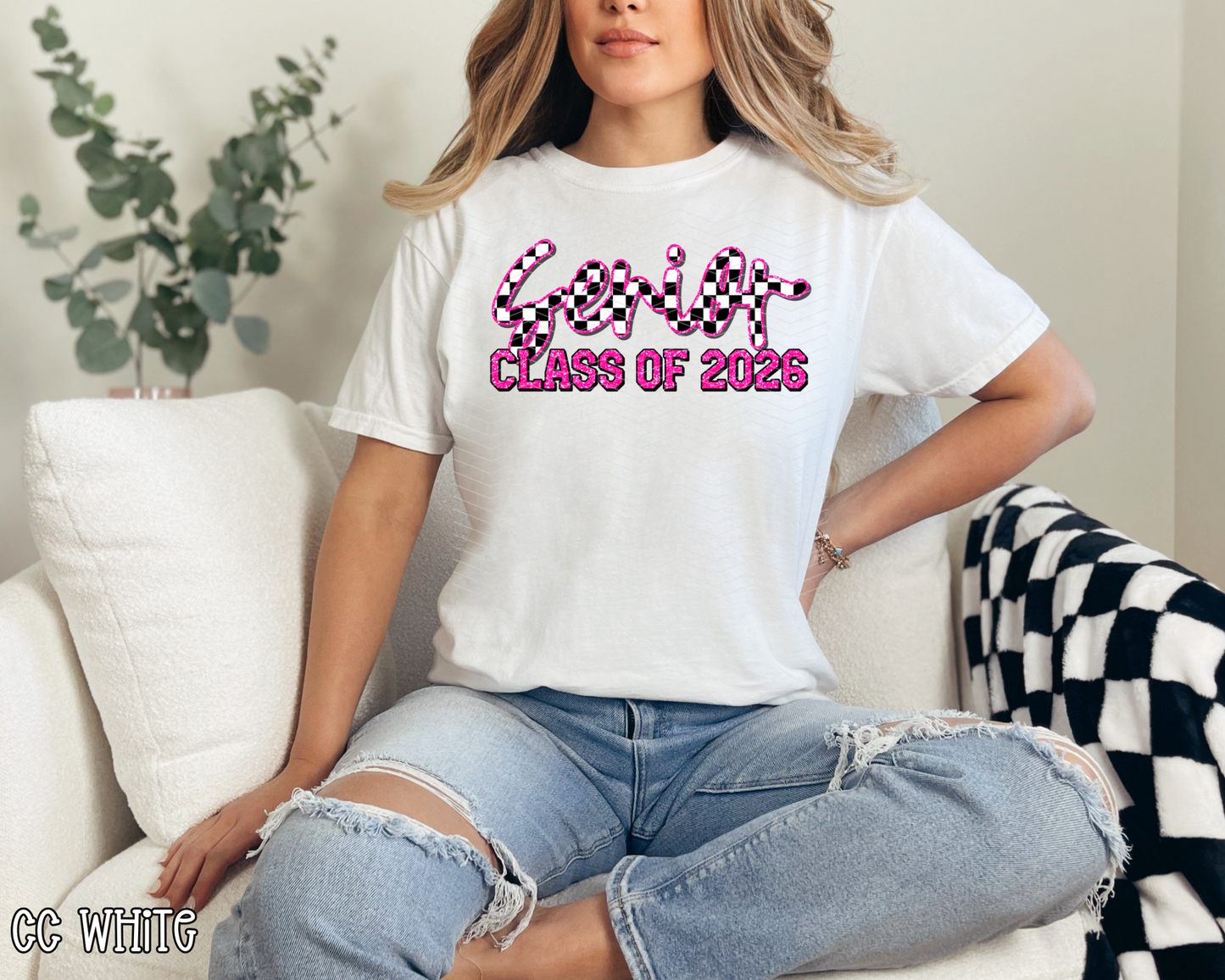 Senior Class of 2026 Checkered Pink DTF TRANSFER
