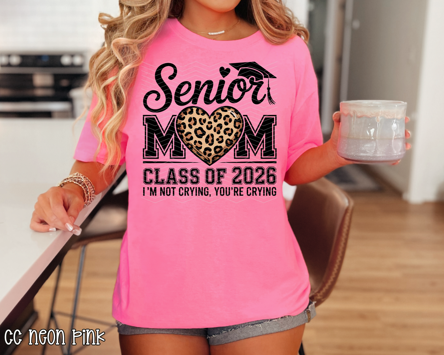 Senior Mom Class of 2026 Leopard Black DTF TRANSFER