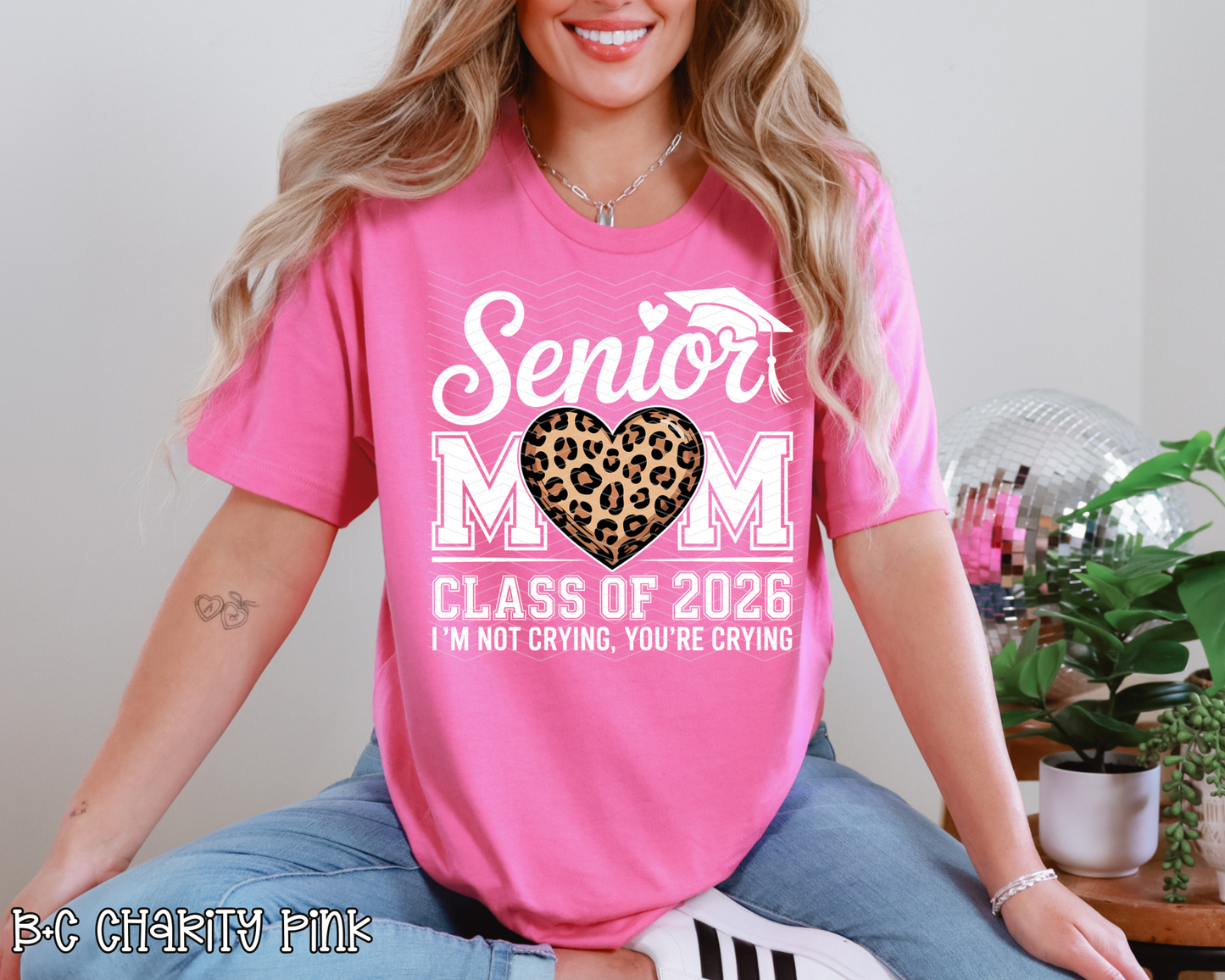 Senior Mom Class of 2026 Leopard White DTF TRANSFER