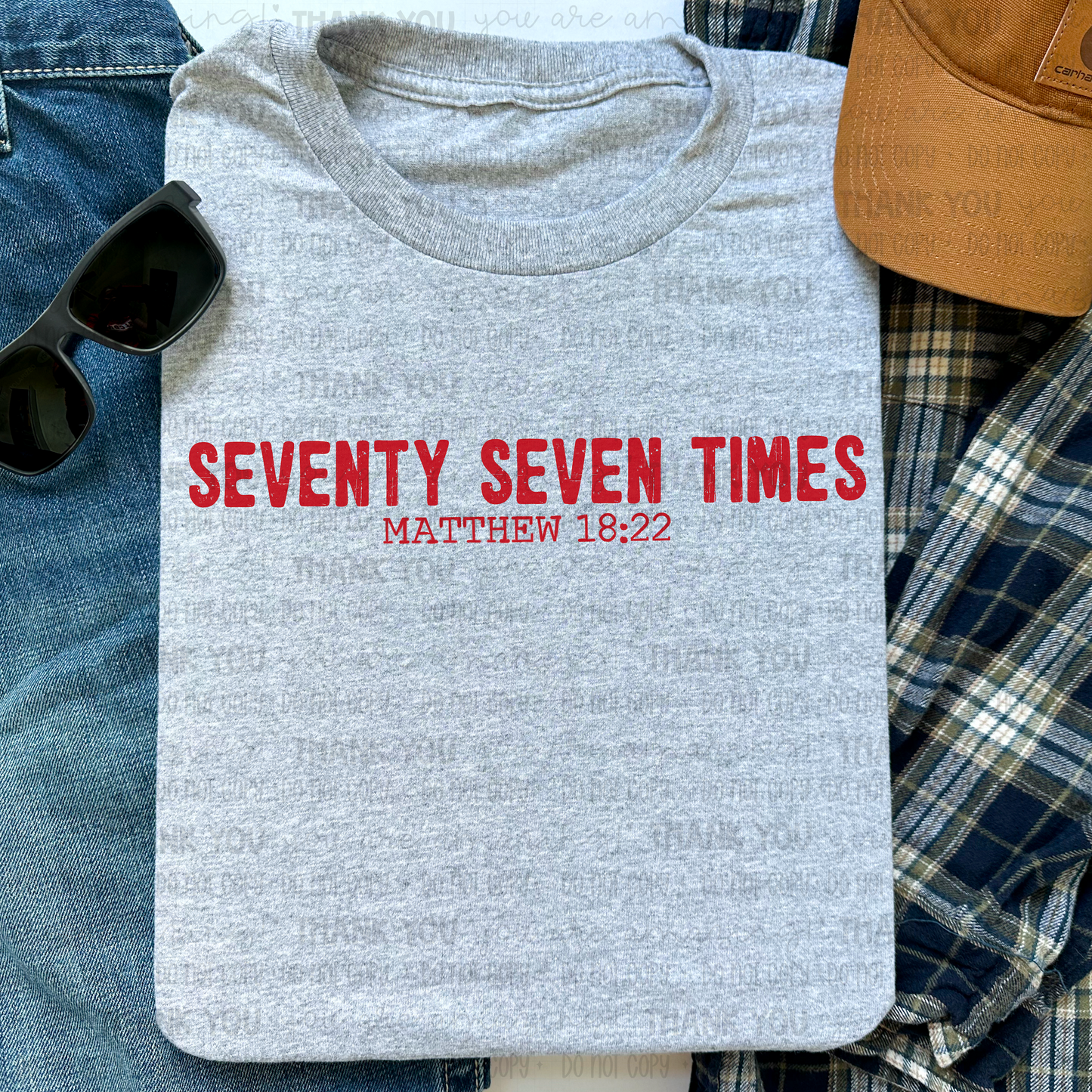 Seventy Seven Times Red Letter DTF TRANSFER