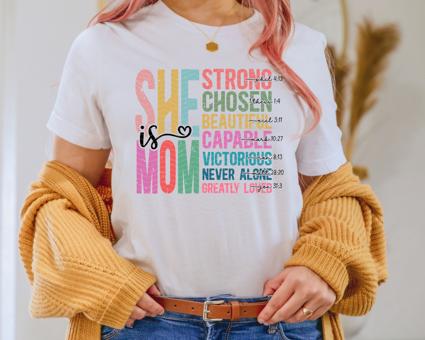 She Is Mom Colorful Distressed DTF TRANSFER