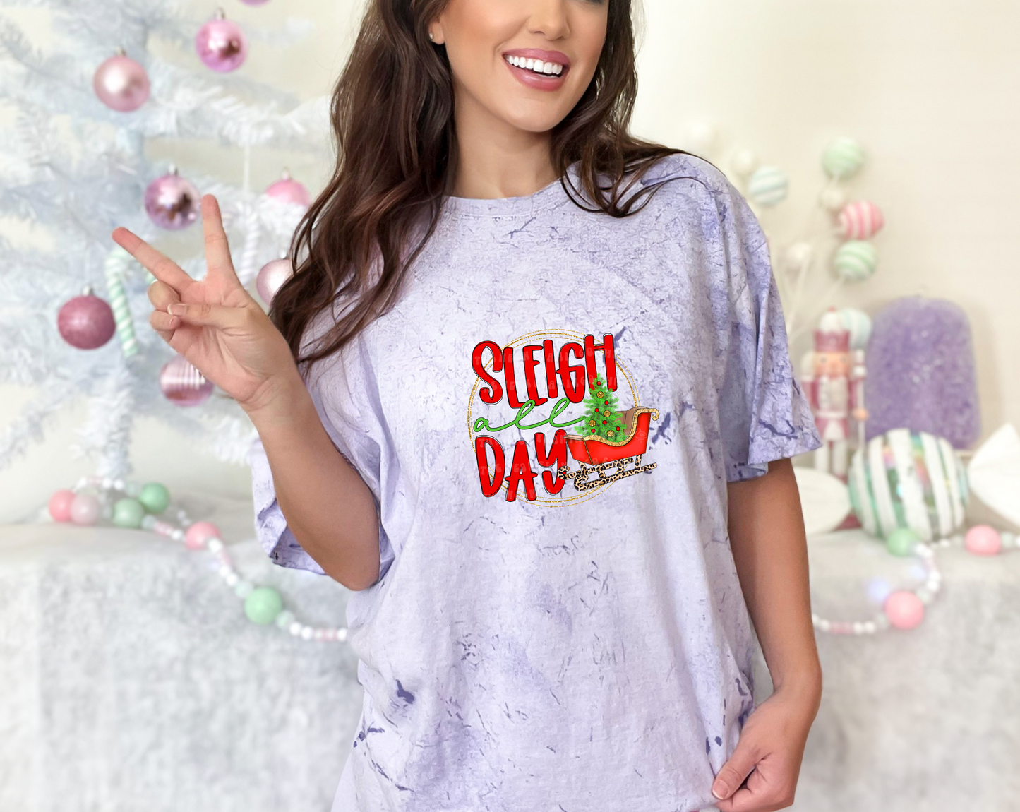 Sleigh All Day Red Leopard DTF TRANSFER