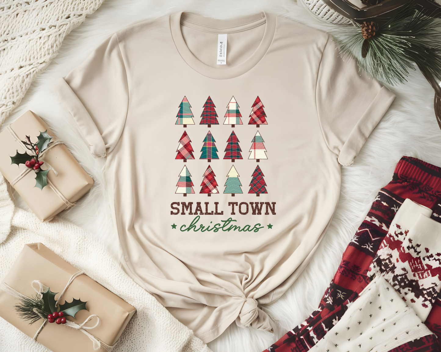 Small Town Christmas Plaid DTF TRANSFER