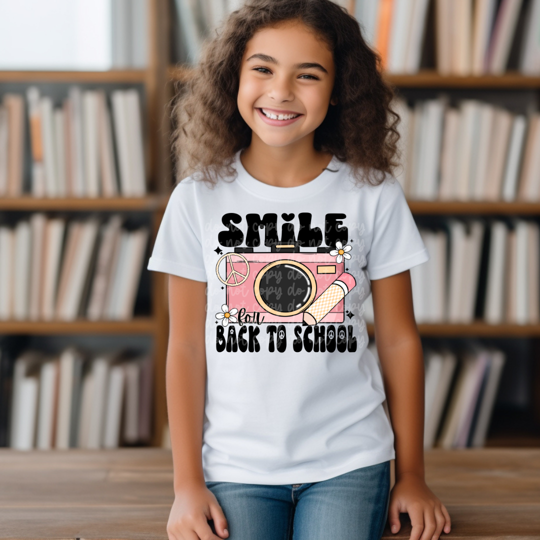 Smile for BTS pink DTF TRANSFER
