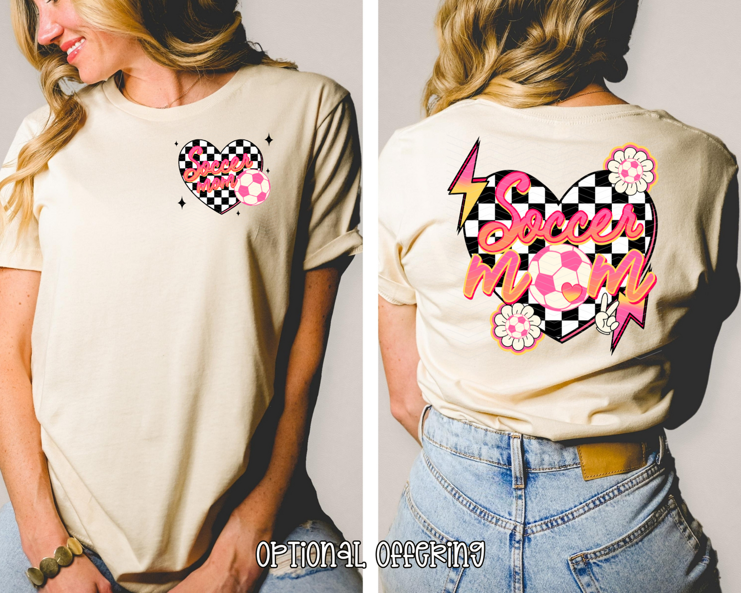 Soccer Mom Checkered Heart DTF TRANSFER