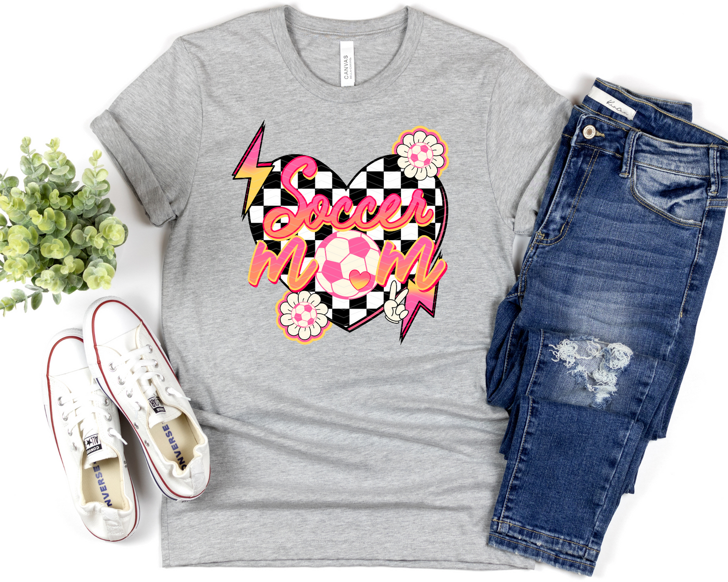 Soccer Mom Checkered Heart DTF TRANSFER