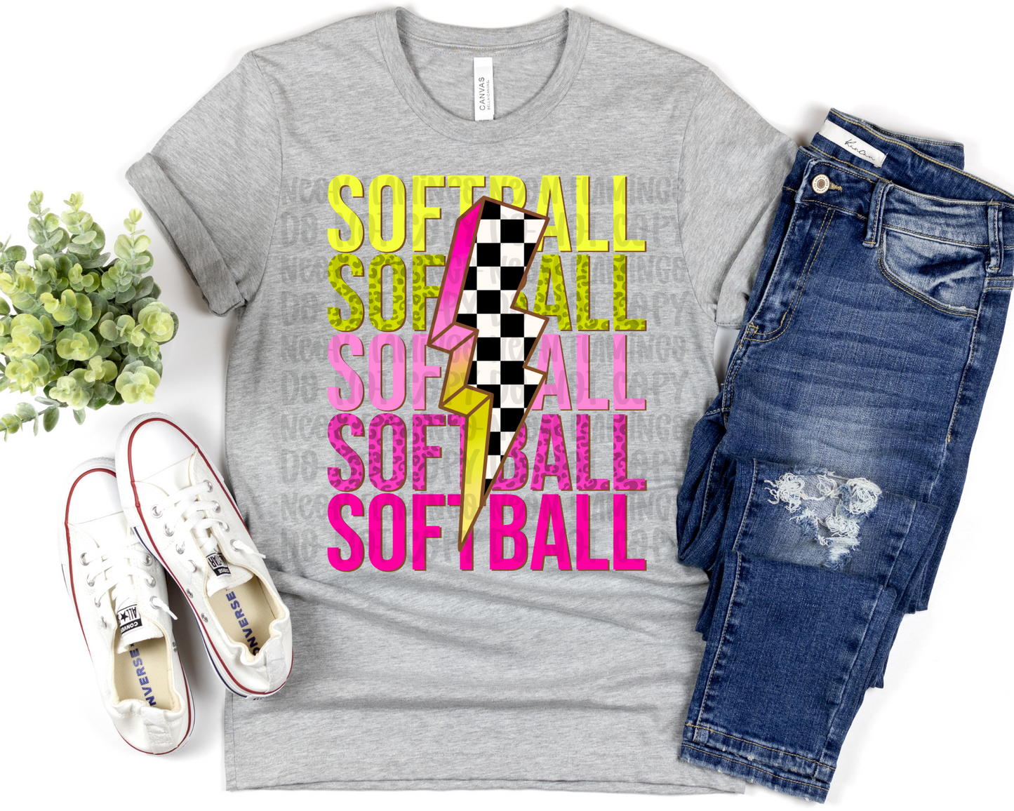 Softball Lightning Bolt DTF TRANSFER