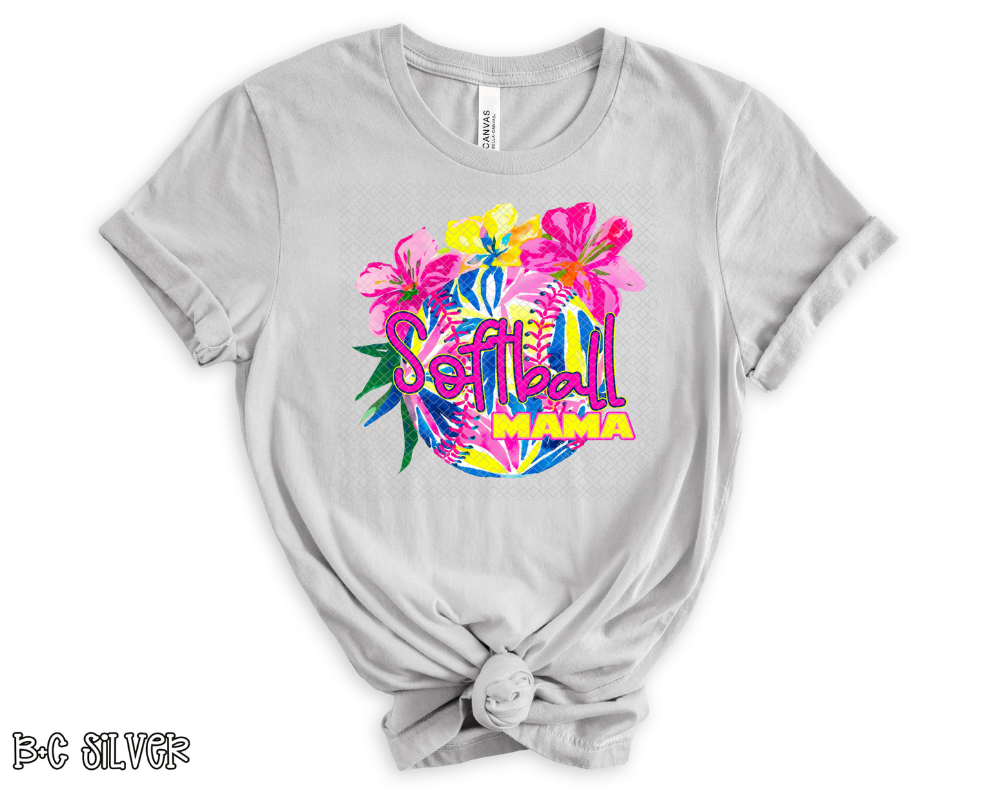 Softball Mama Neon Floral Ball DTF TRANSFER