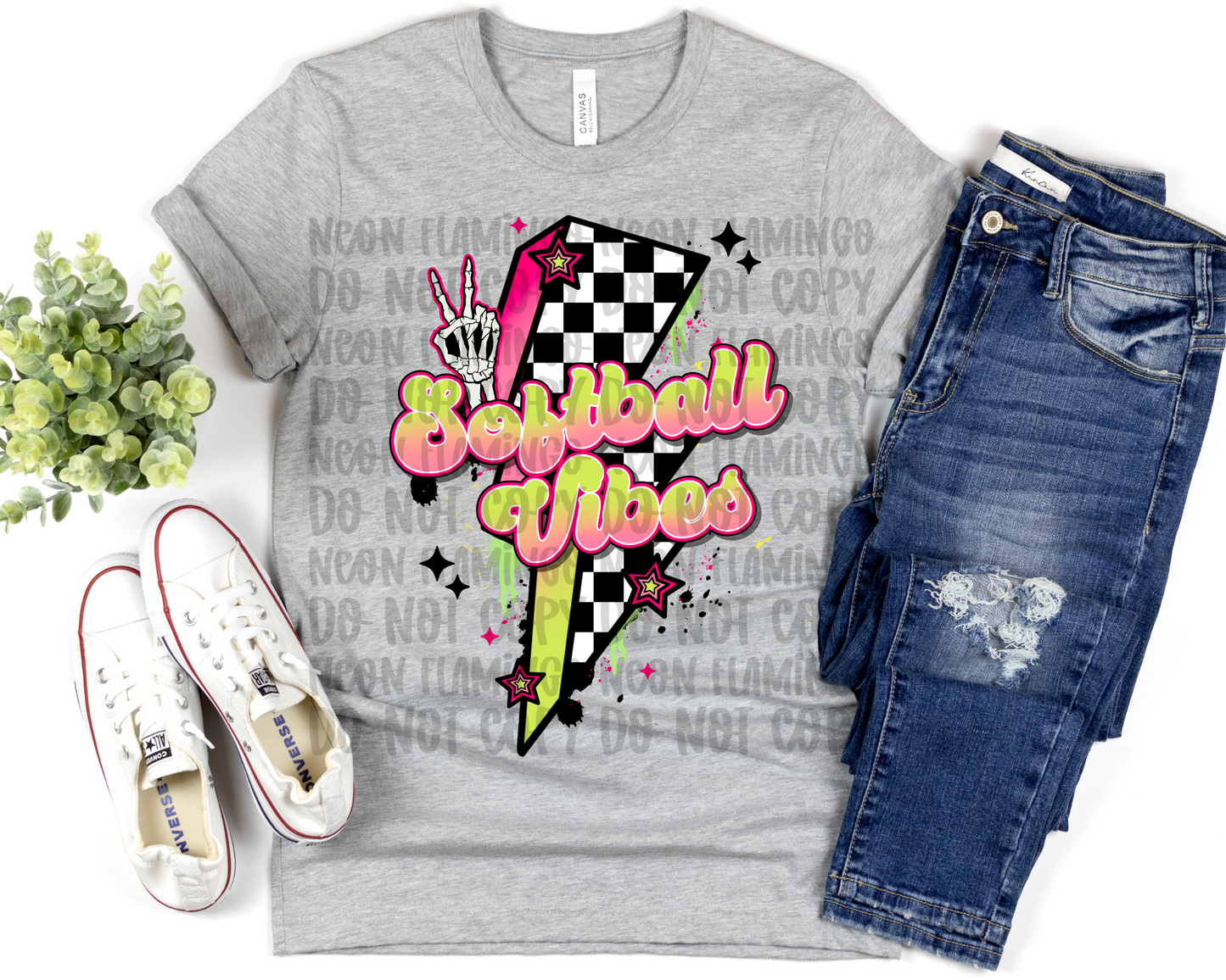 Softball Vibes Lightning Bolt DTF TRANSFER
