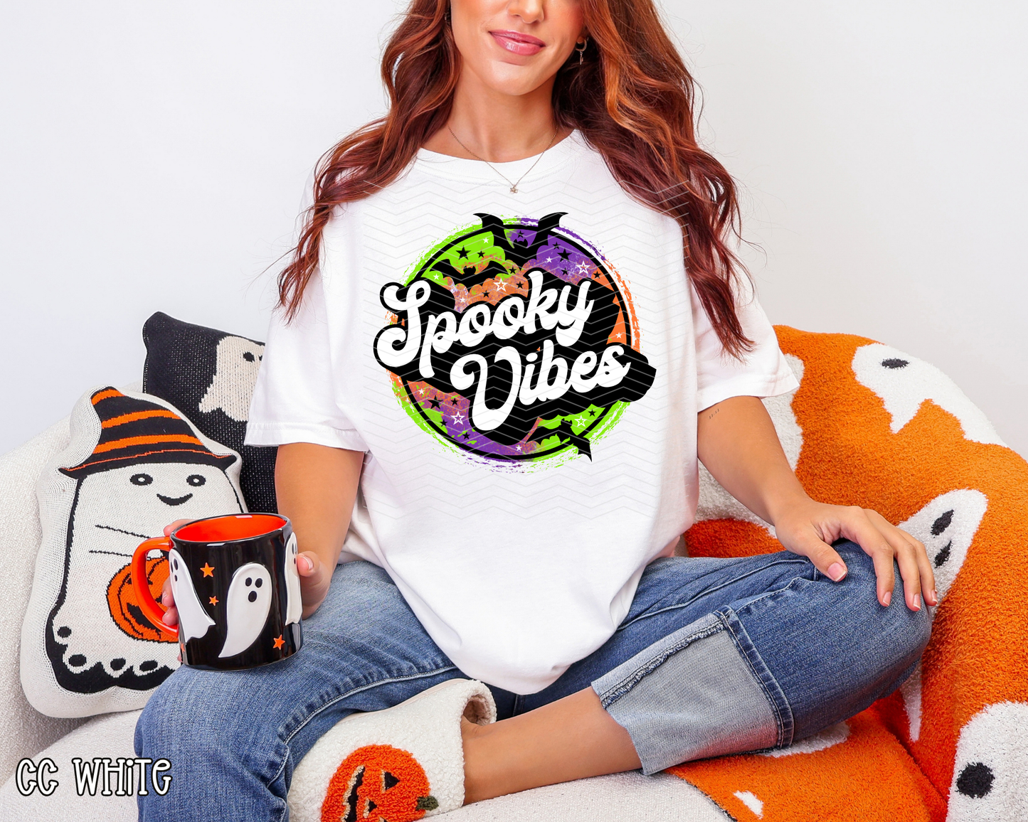 Spooky Vibes Bat Circle DTF TRANSFER