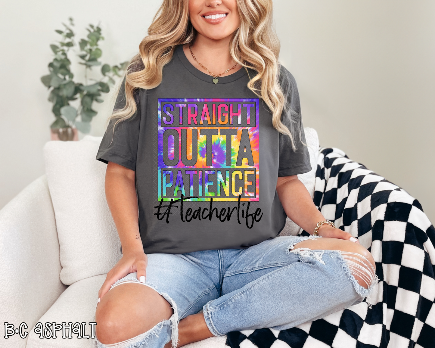 Straight Outta Patience Teacher Life Tie-Dye DTF TRANSFER