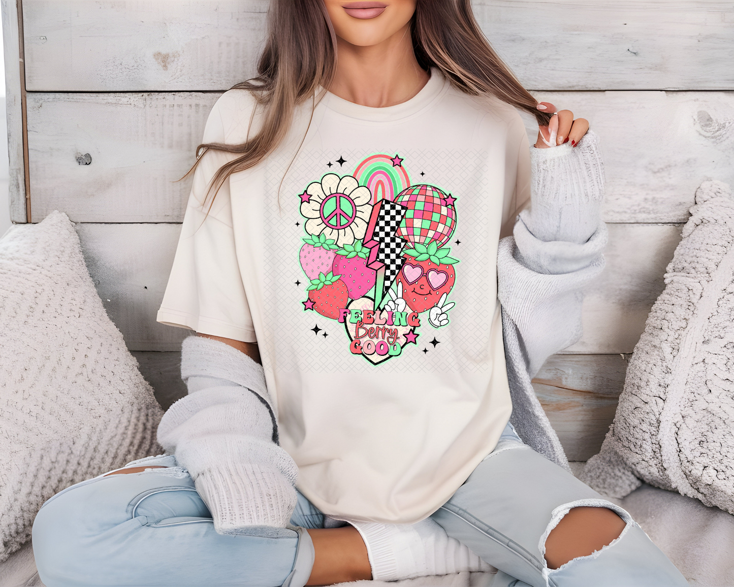 Strawberry Retro Collage DTF TRANSFER