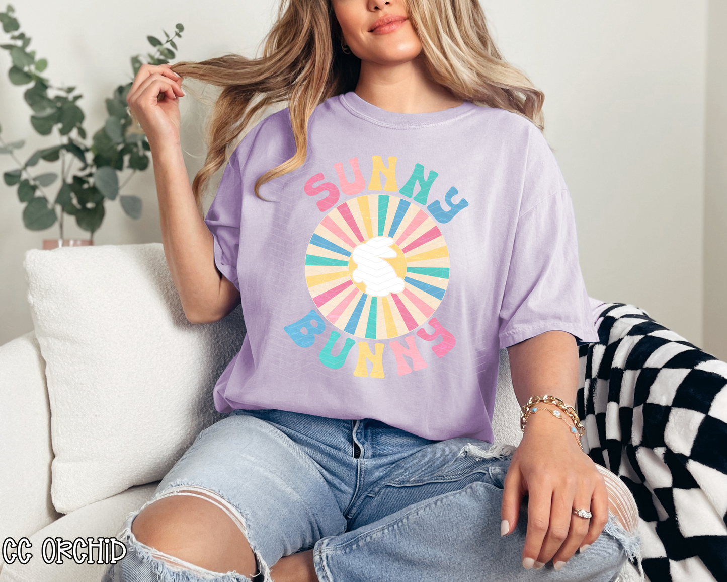 Sunny Bunny Retro Sunburst DTF TRANSFER