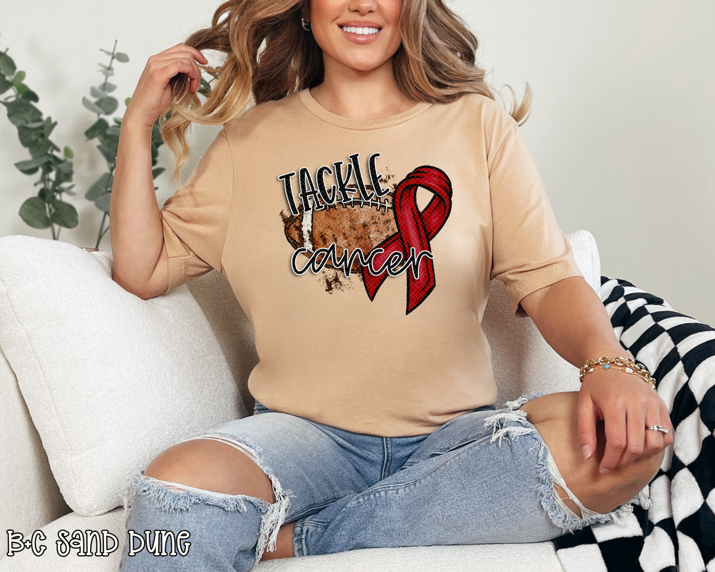 Tackle Cancer Dark Red DTF TRANSFER