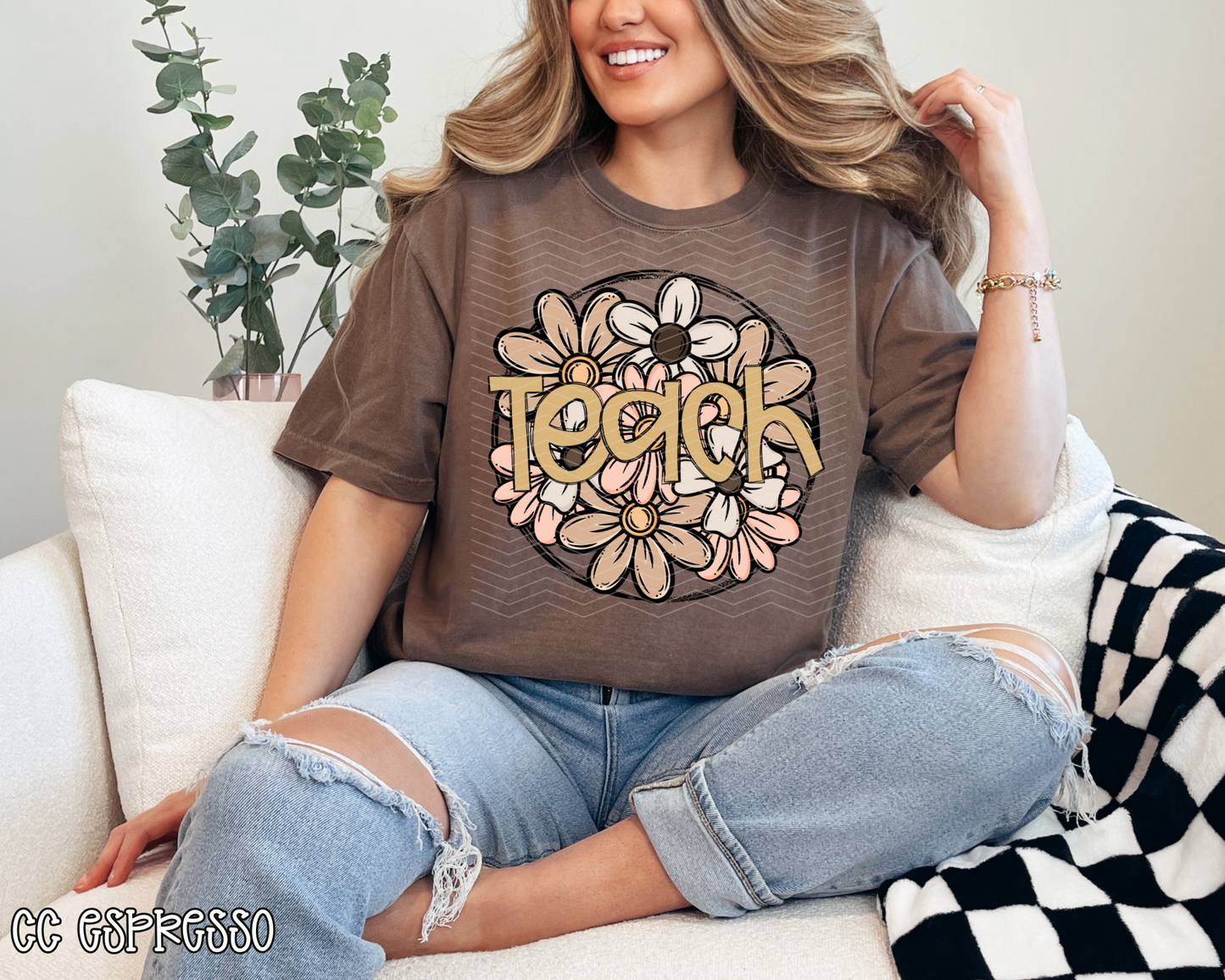 Teach Neutral Florals DTF TRANSFER
