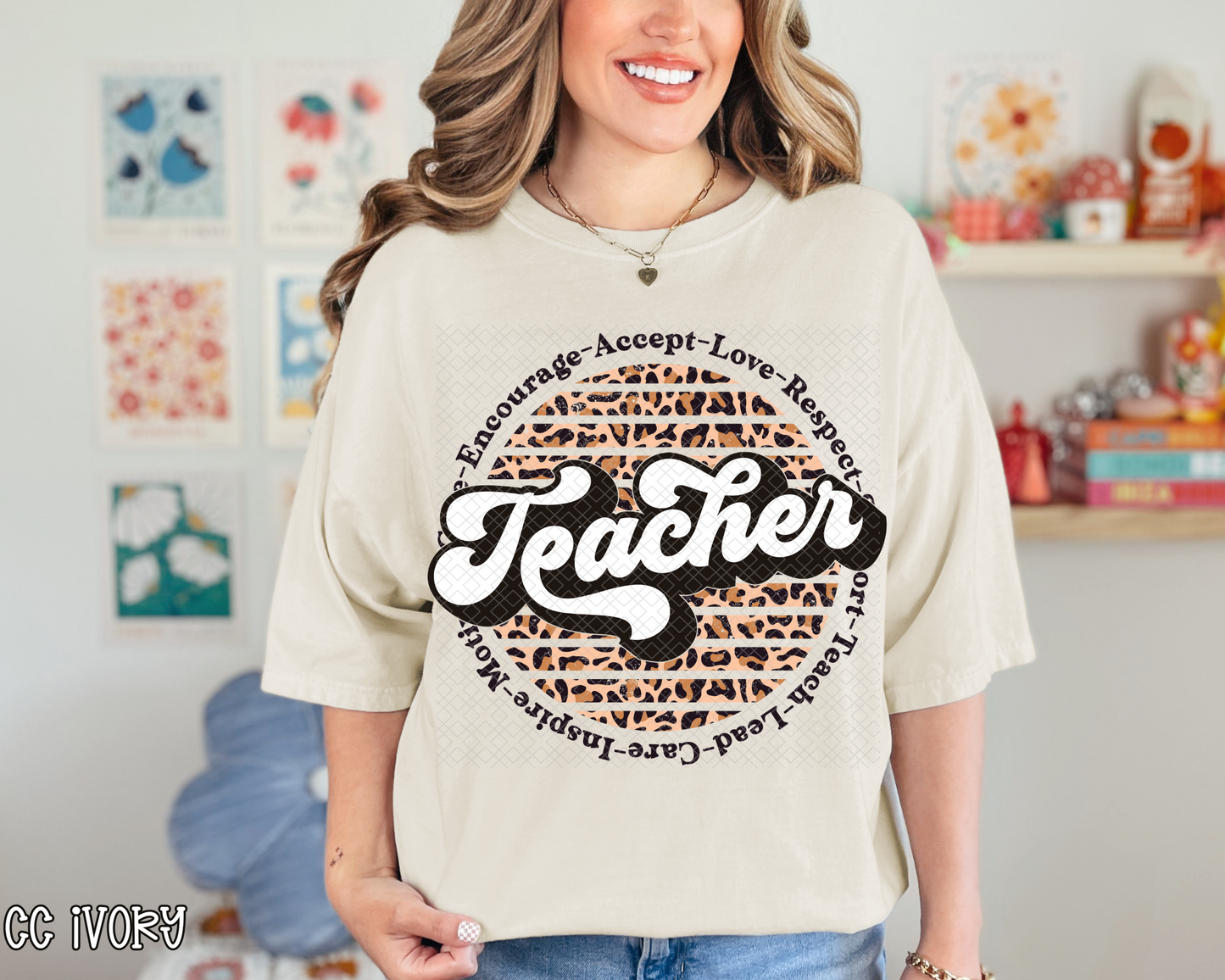 Teacher Circle Leopard DTF TRANSFER