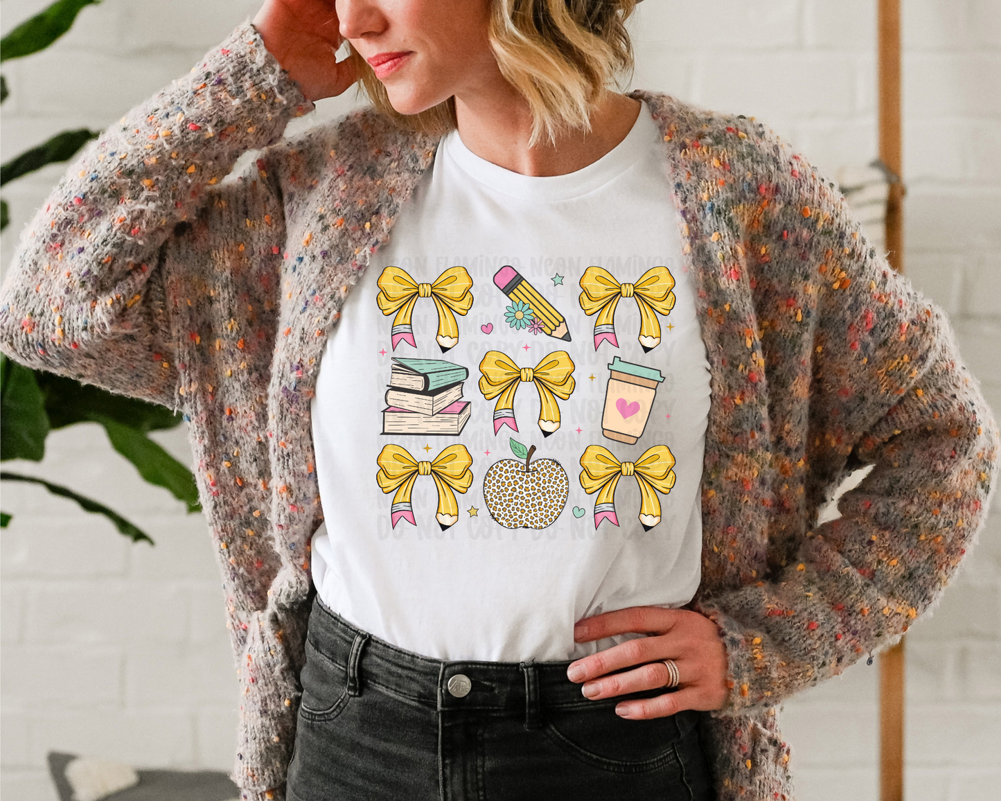 Teacher Coquette Collage Yellow DTF TRANSFER