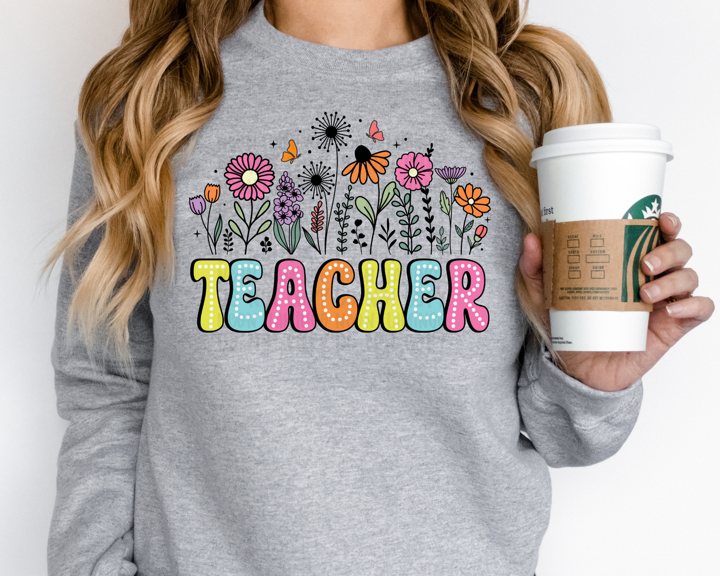 Teacher Floral Dots DTF TRANSFER