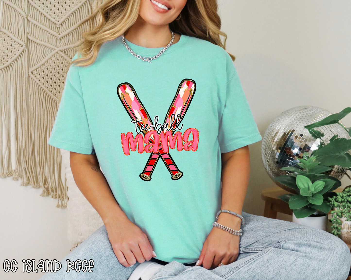 Tee-ball Mama Brushstroke Bats DTF TRANSFER