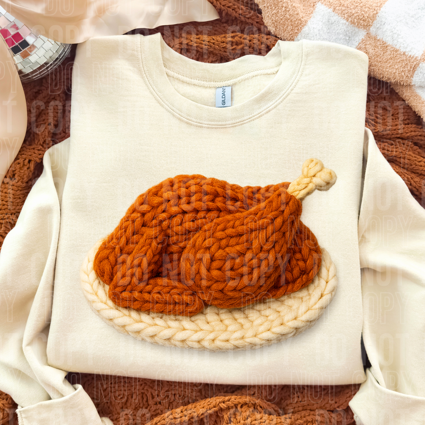 Thanksgiving Turkey Faux Yarn DTF TRANSFER