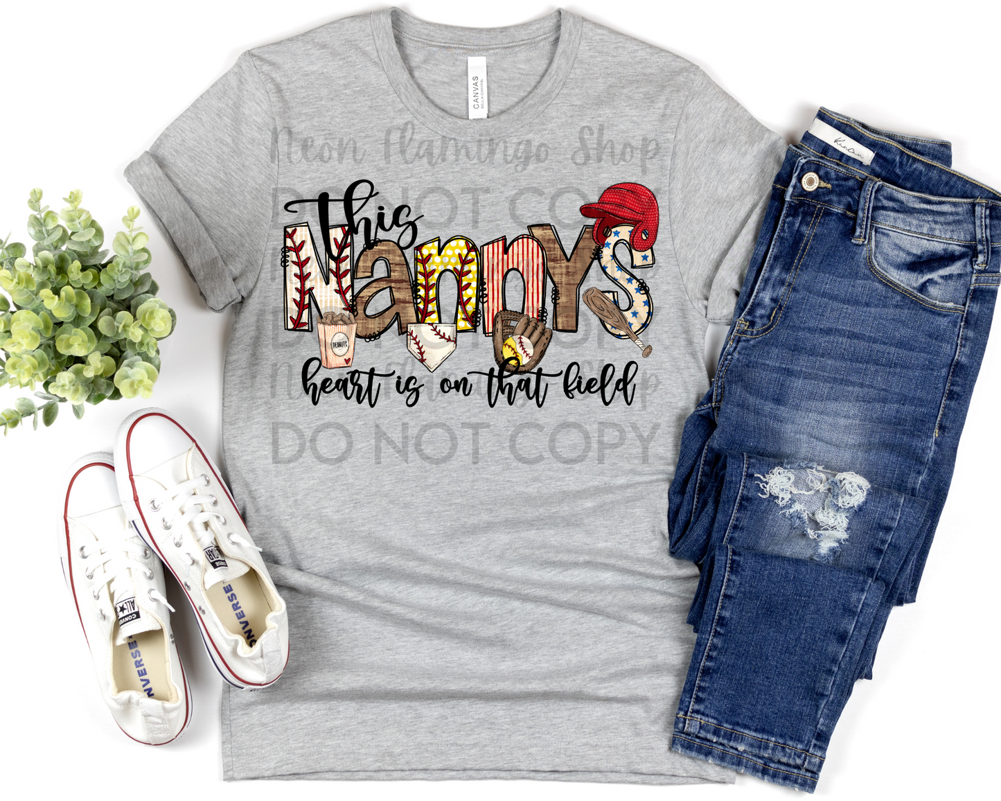 This Nanny's Heart is on that Field | Baseball & Softball | DTF TRANSFER