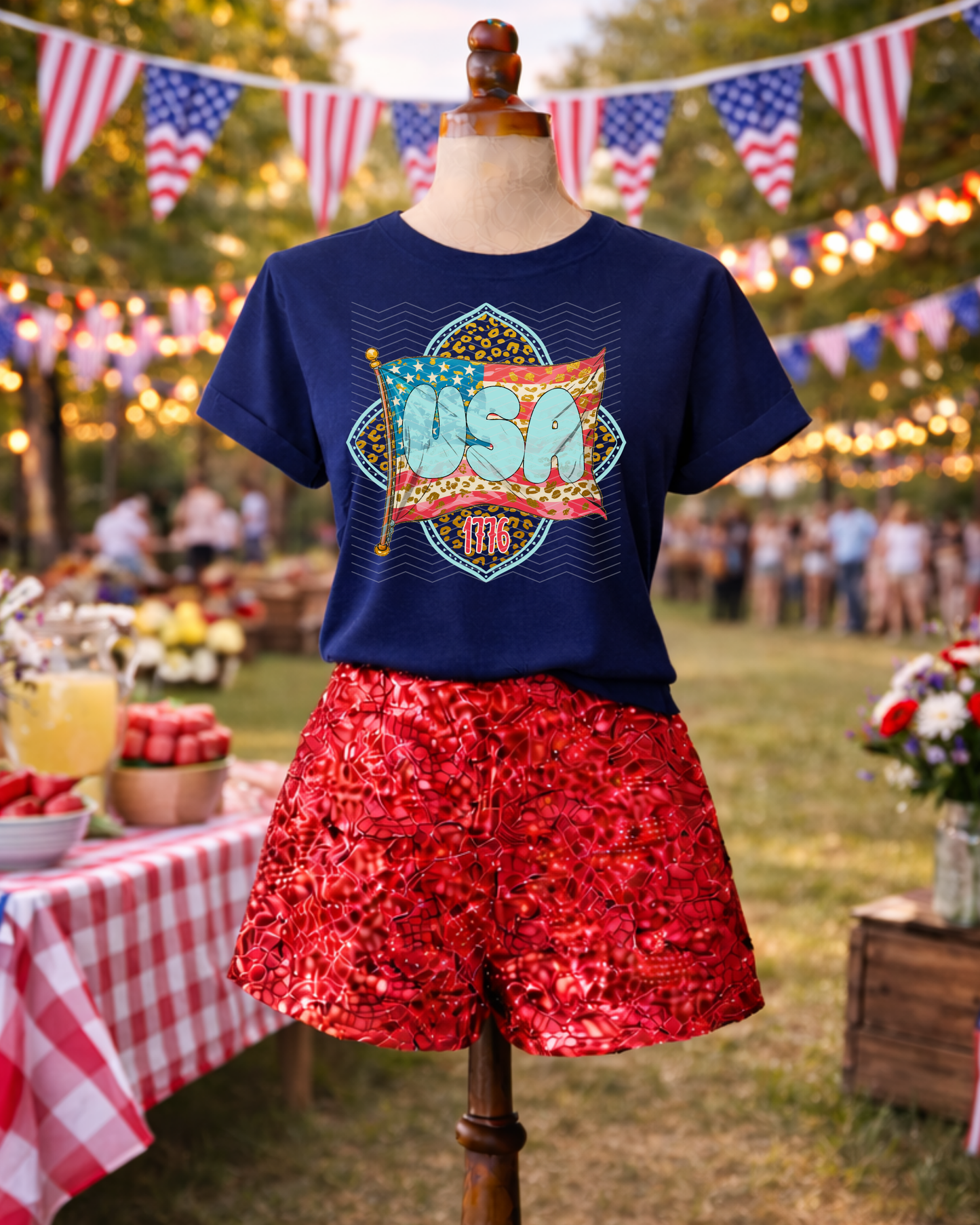 USA Flag Leopard Spots DTF TRANSFER